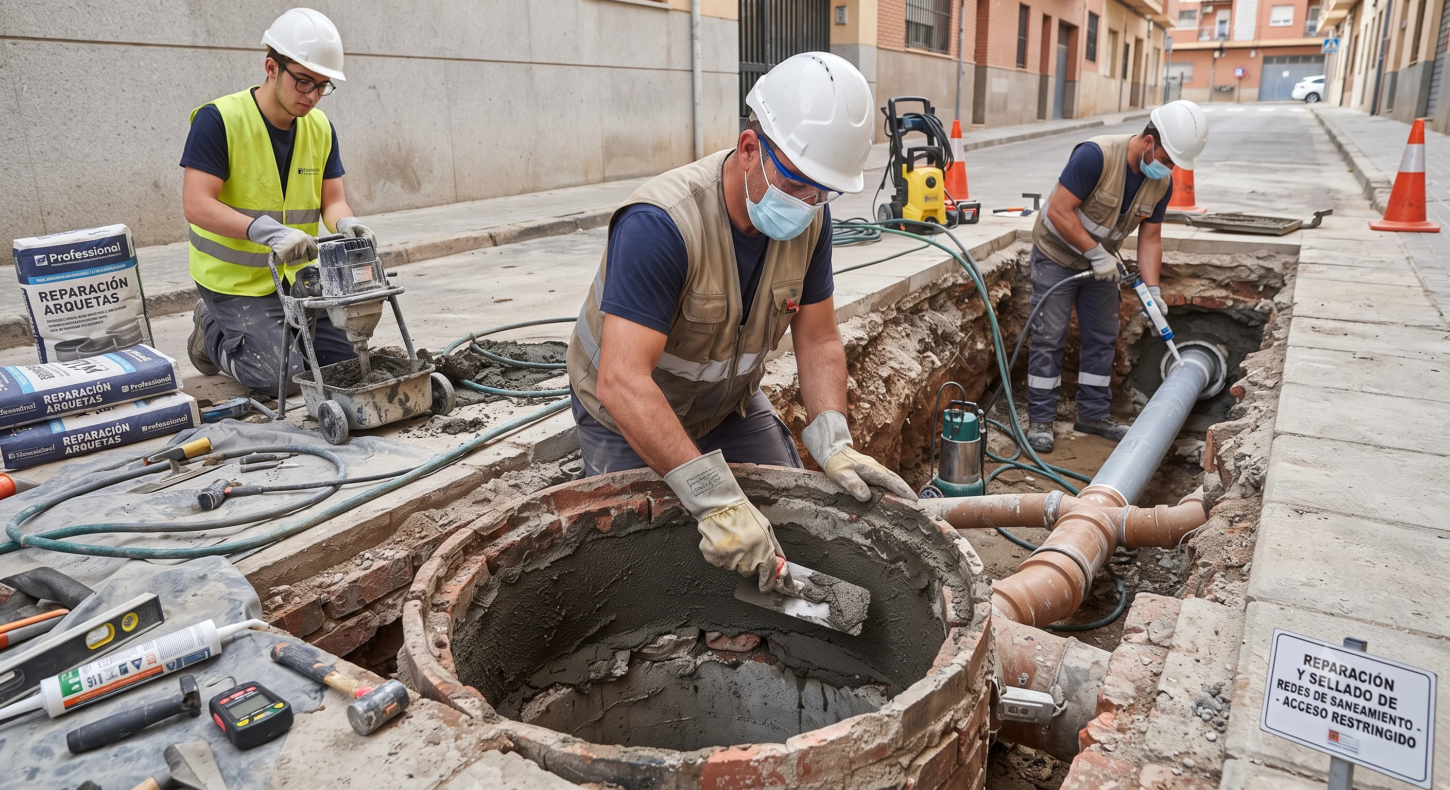 Antes y después de reparaciones de arquetas